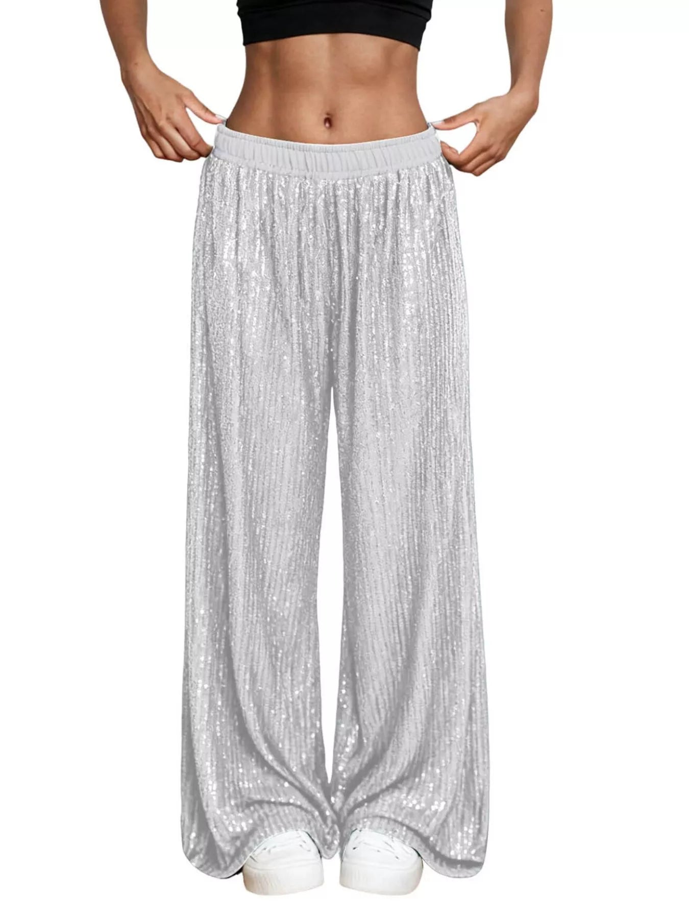Sequin Wide-Leg Pants