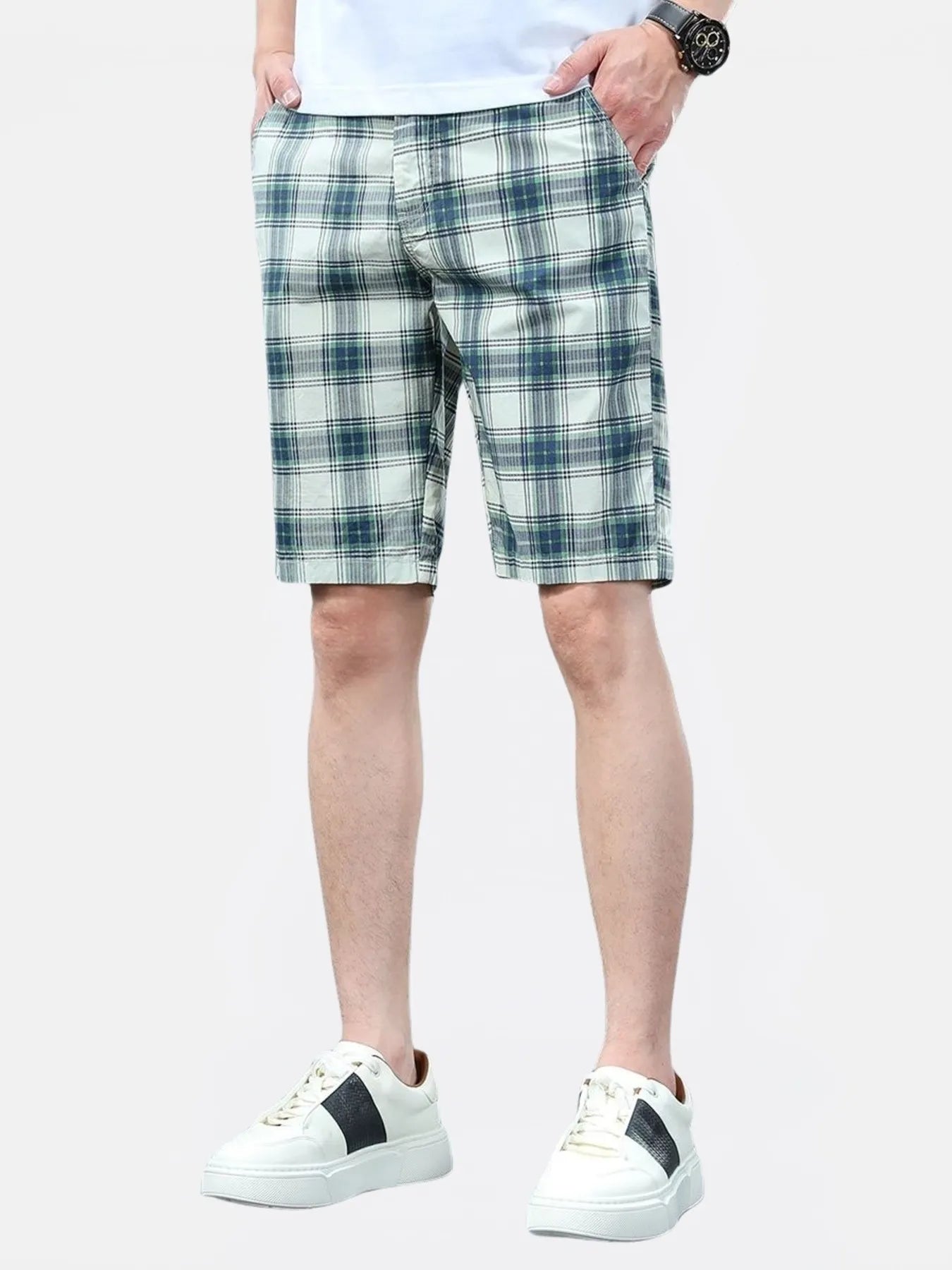 Men's Plaid Shorts with Pockets