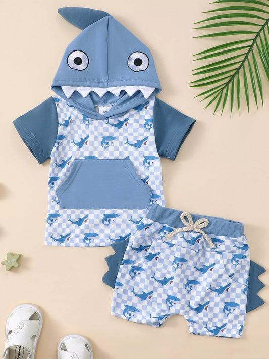 Children‘s Shark Hoodie & Shorts Set