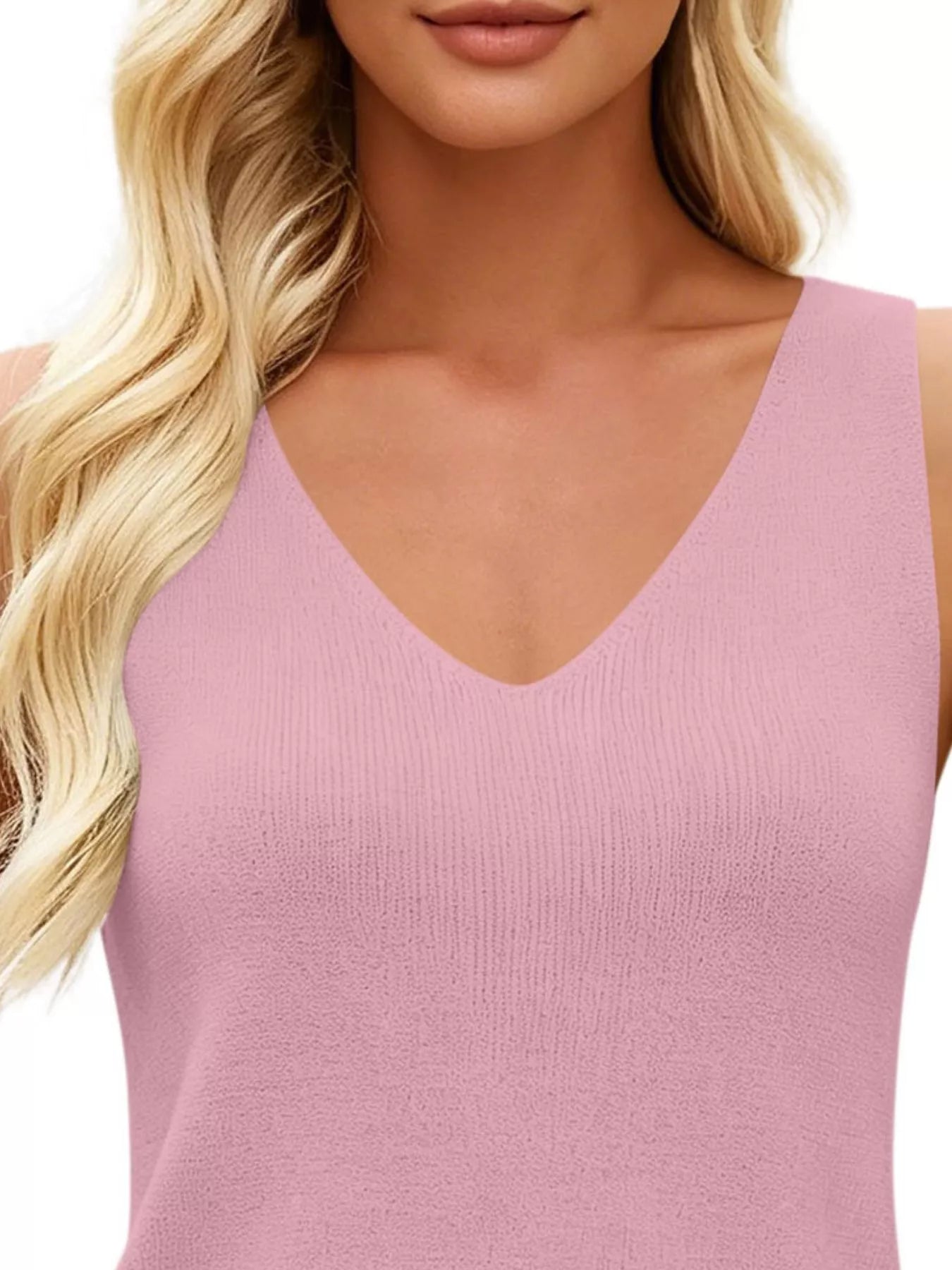 V-Neck Ribbed Knit Tank Top