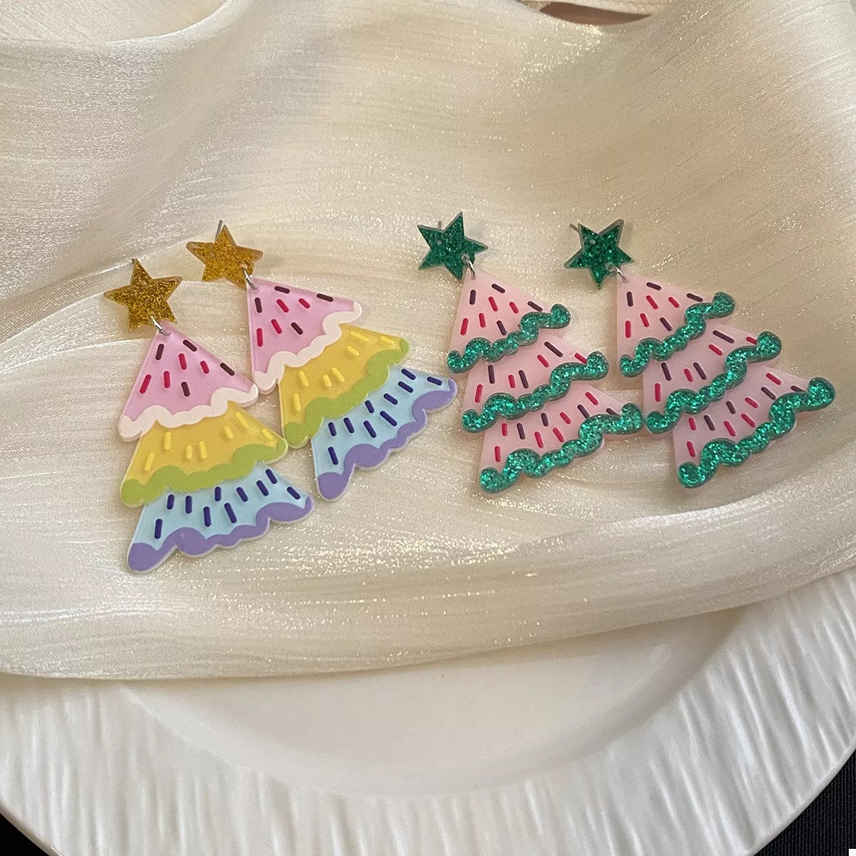 Christmas Tree Dangle Earrings