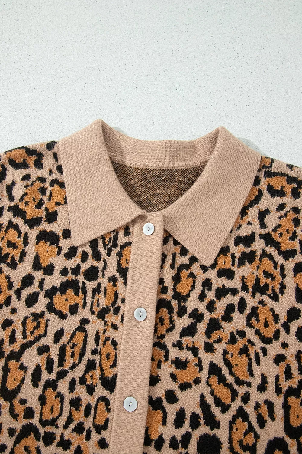 Leopard Print Button-Up Cardigan Long Sleeve Cardigans