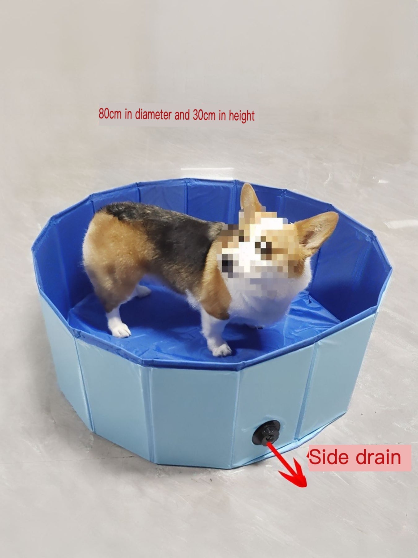 Foldable Pet Bath Pool with Side Drain