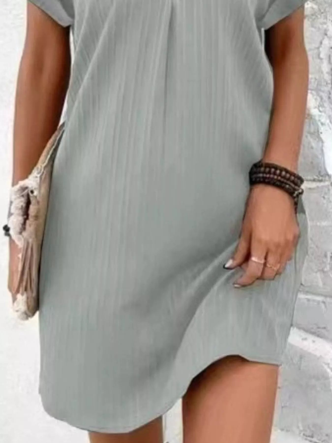 Full Size Casual V-Neck Short Sleeve Dress Plus Size
