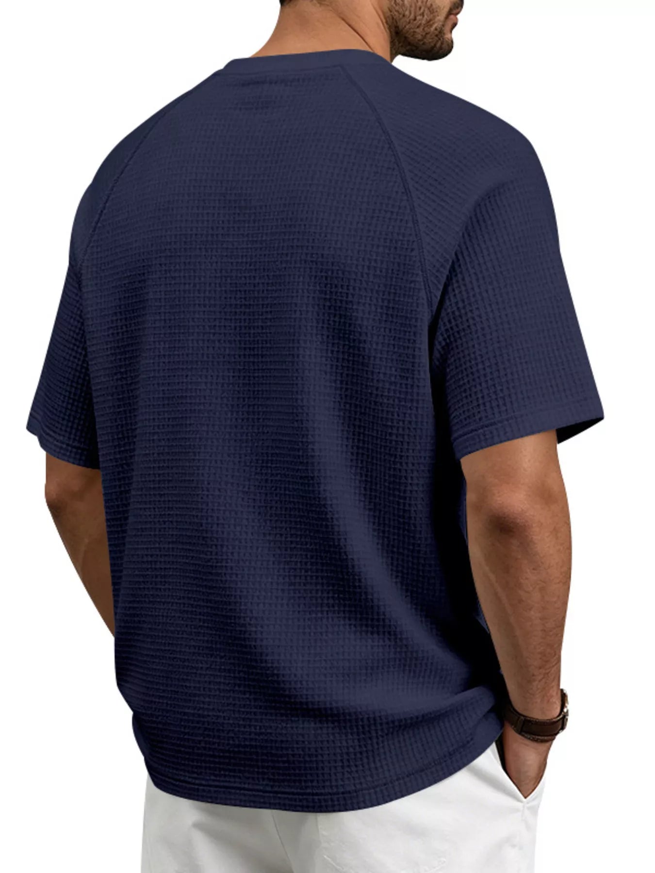 Men's Full Size Waffle Knit Raglan Short Sleeve T-Shirt Plus Size