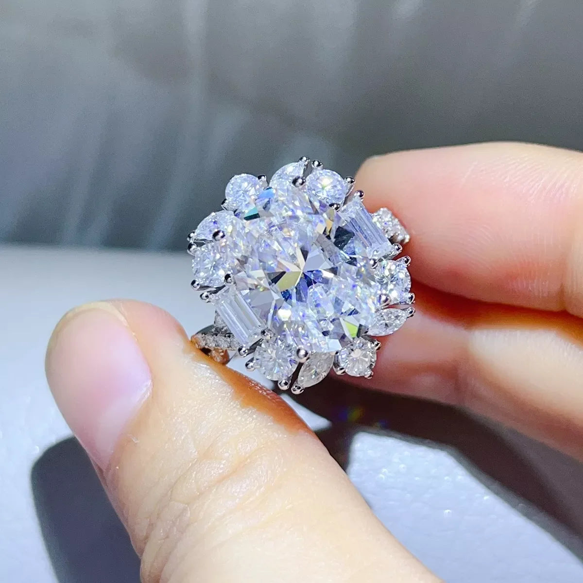 8 Carat 925 Sterling Silver Moissanite Ring
