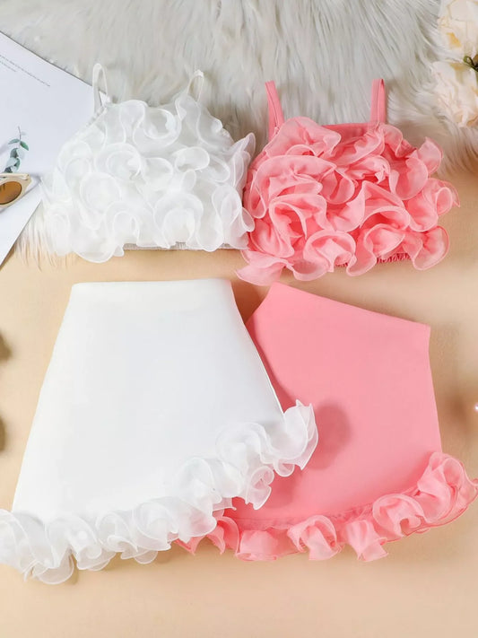 Children's Ruffled Trim Cami Top & Skirt Set