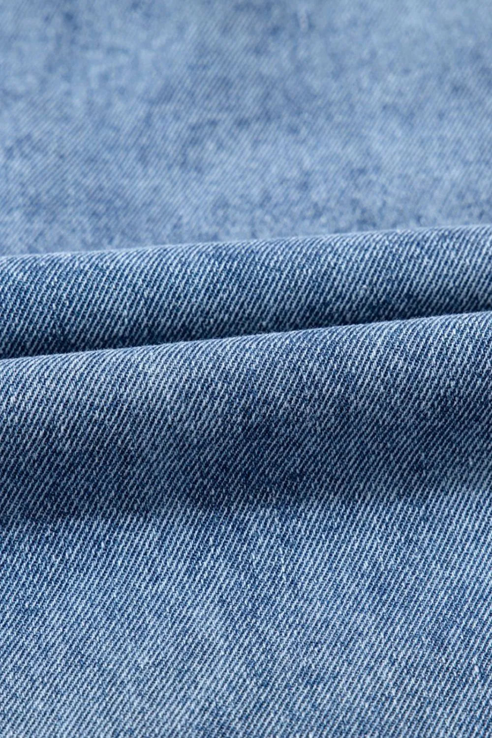 Short Sleeve Collared Patched Pocket Denim Mini Dress