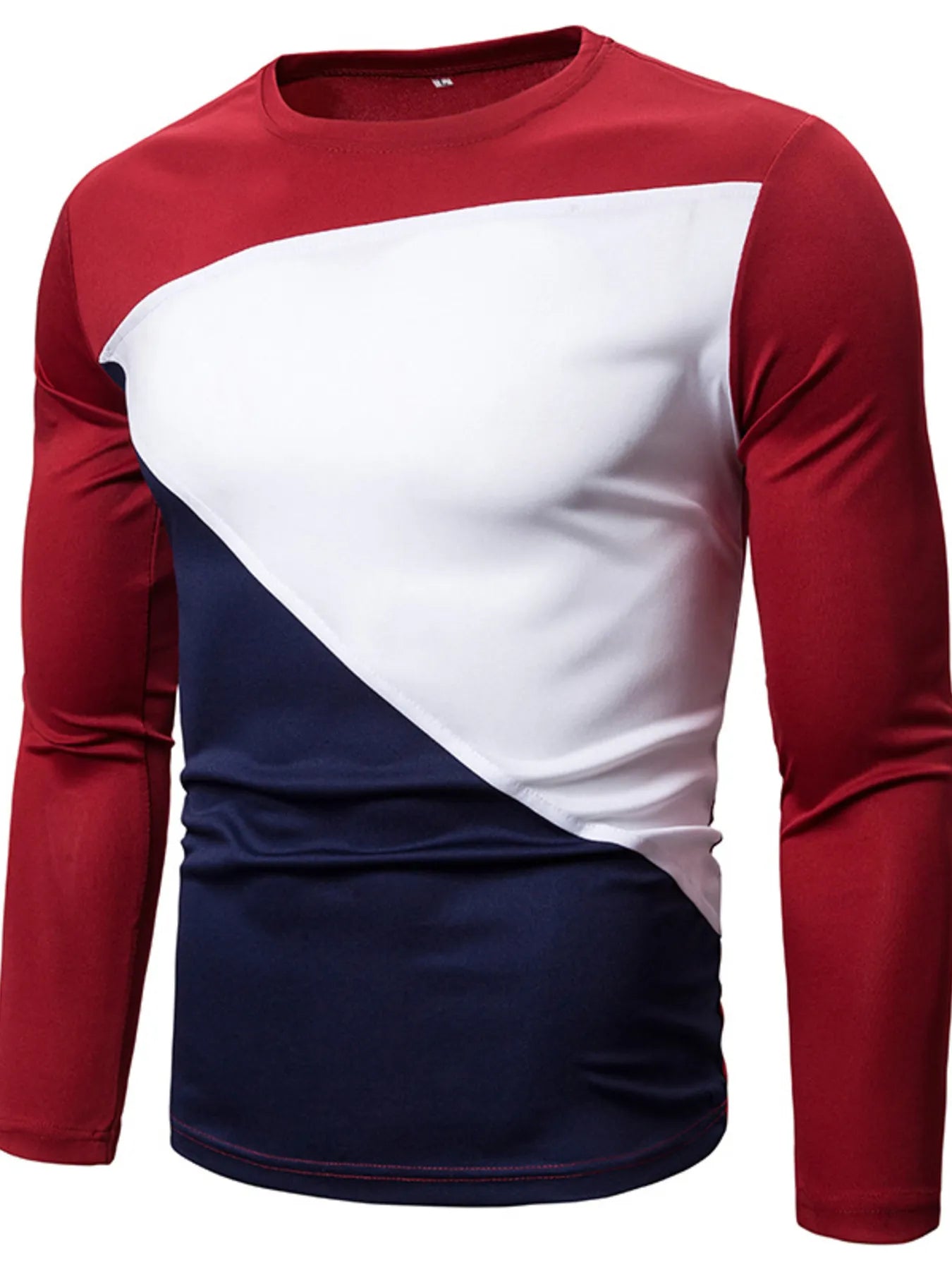 Men's Full Size Color Block Long Sleeve T-Shirt Plus Size