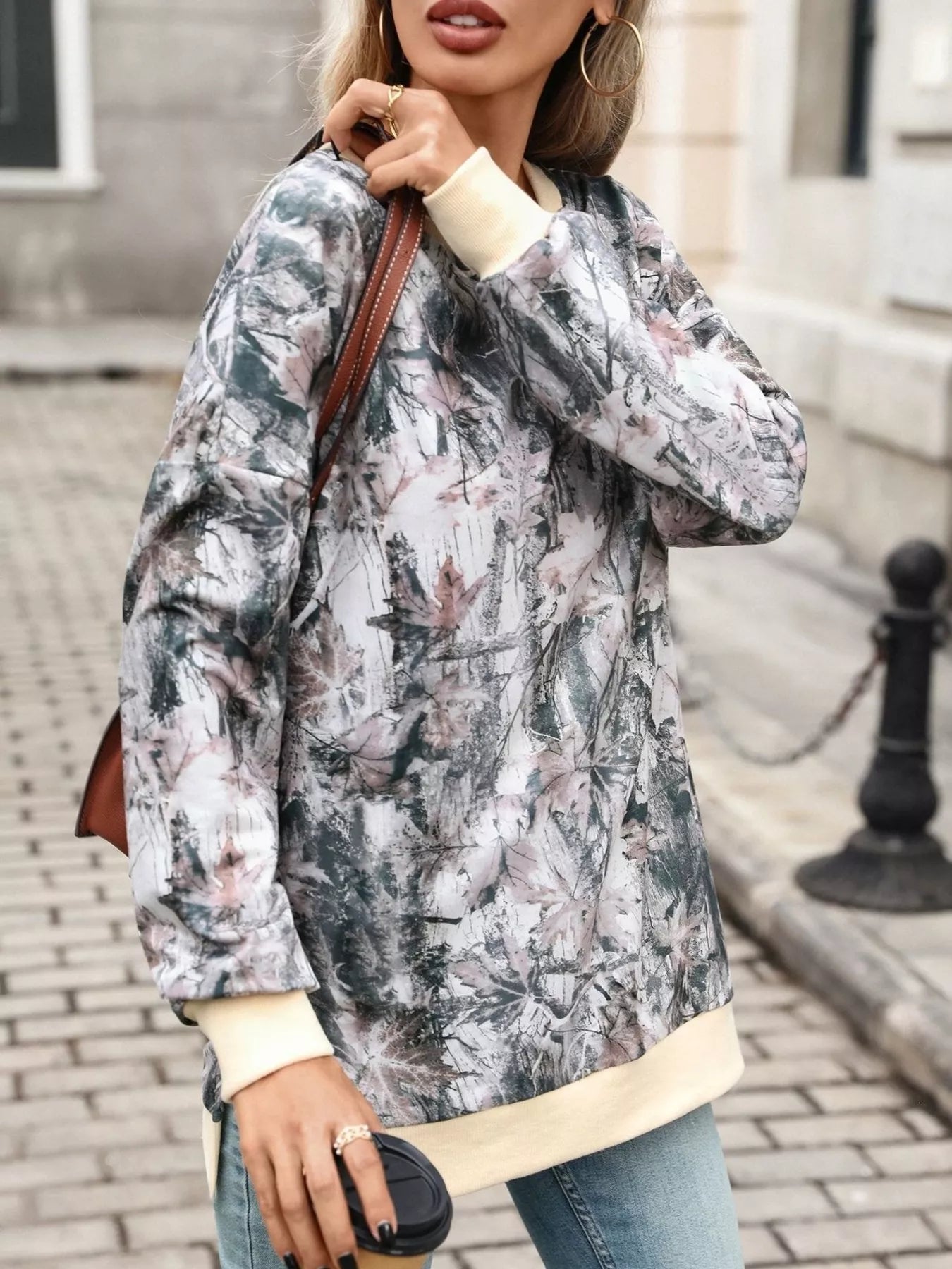 Camouflage Print Crewneck Sweatshirt