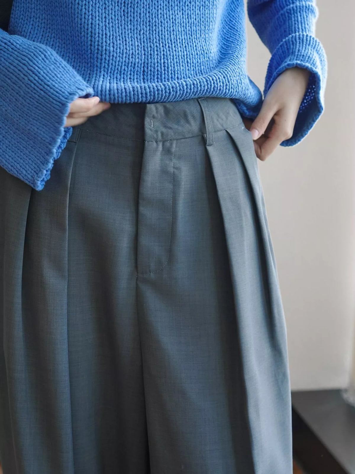 High-Waisted Pleated Wide-Leg Pants