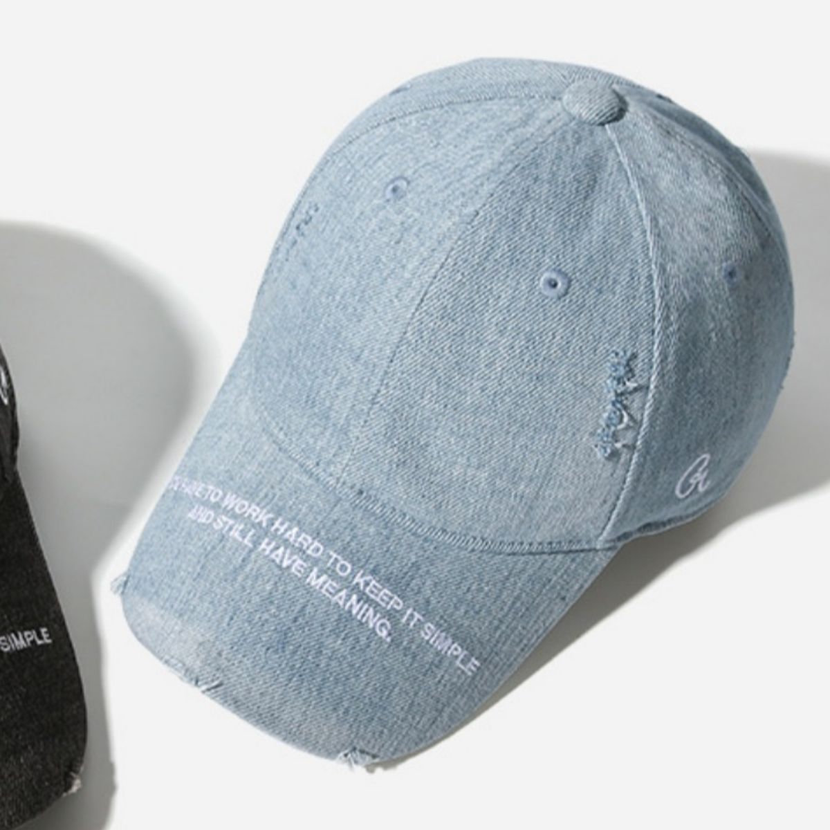 Distressed Denim Baseball Cap