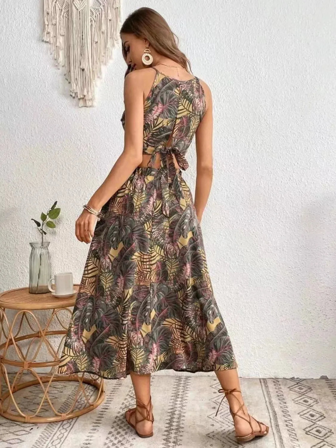 Printed Cami and Slit Skirt Set