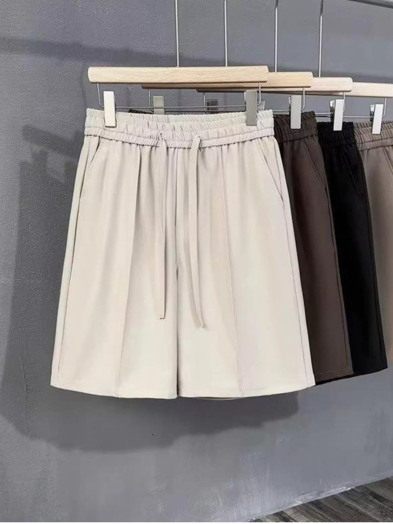 Men's Full Size Casual Drawstring Pleated Shorts Plus Size