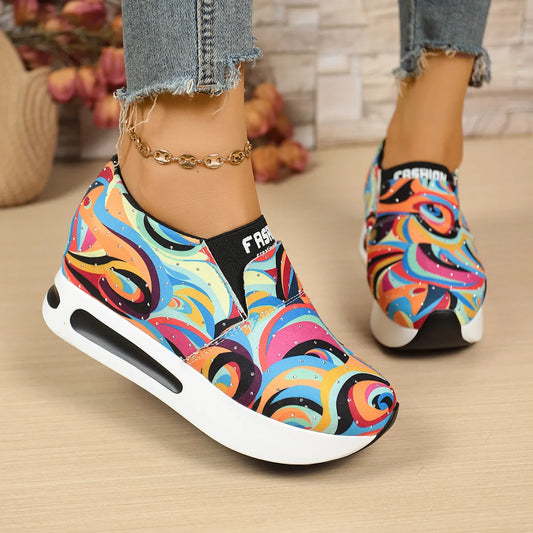 Colorful Abstract Pattern Platform Sneakers