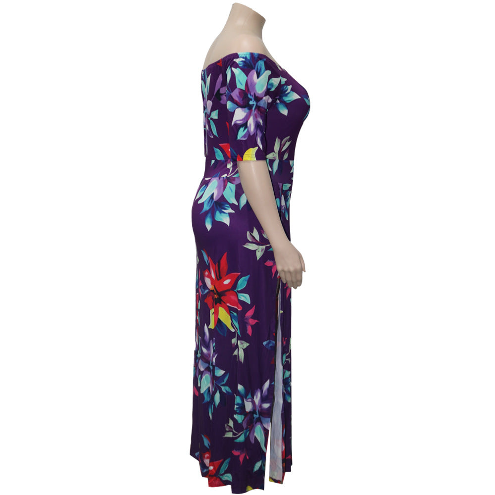 Large Size Digital Printing One-piece Split Dress