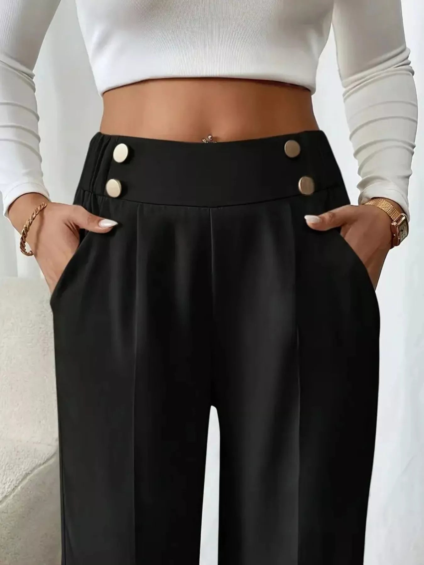 Full Size High-Waisted Wide-Leg Pants Plus Size
