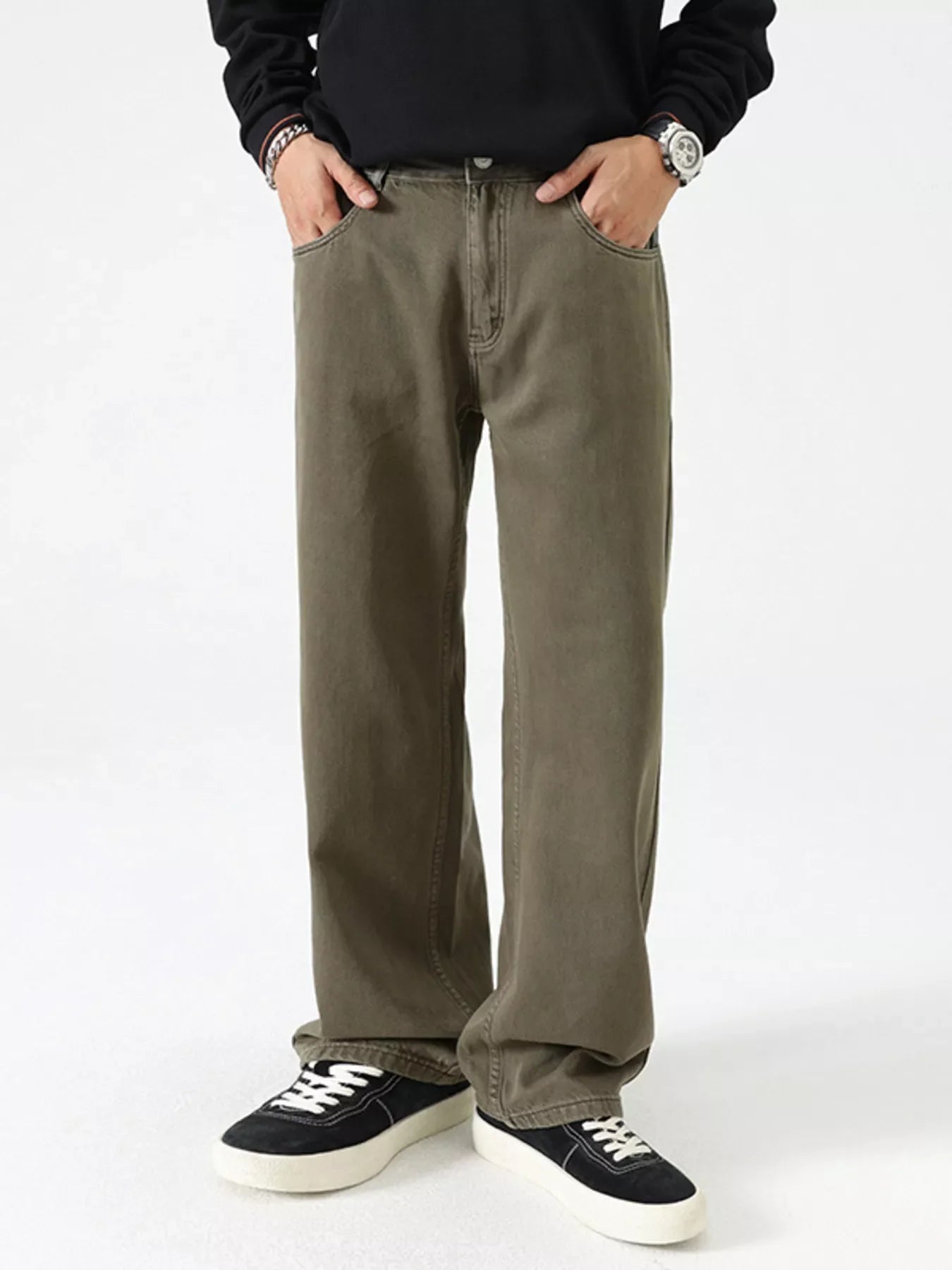 Men's Vintage Wash Wide Leg Jeans