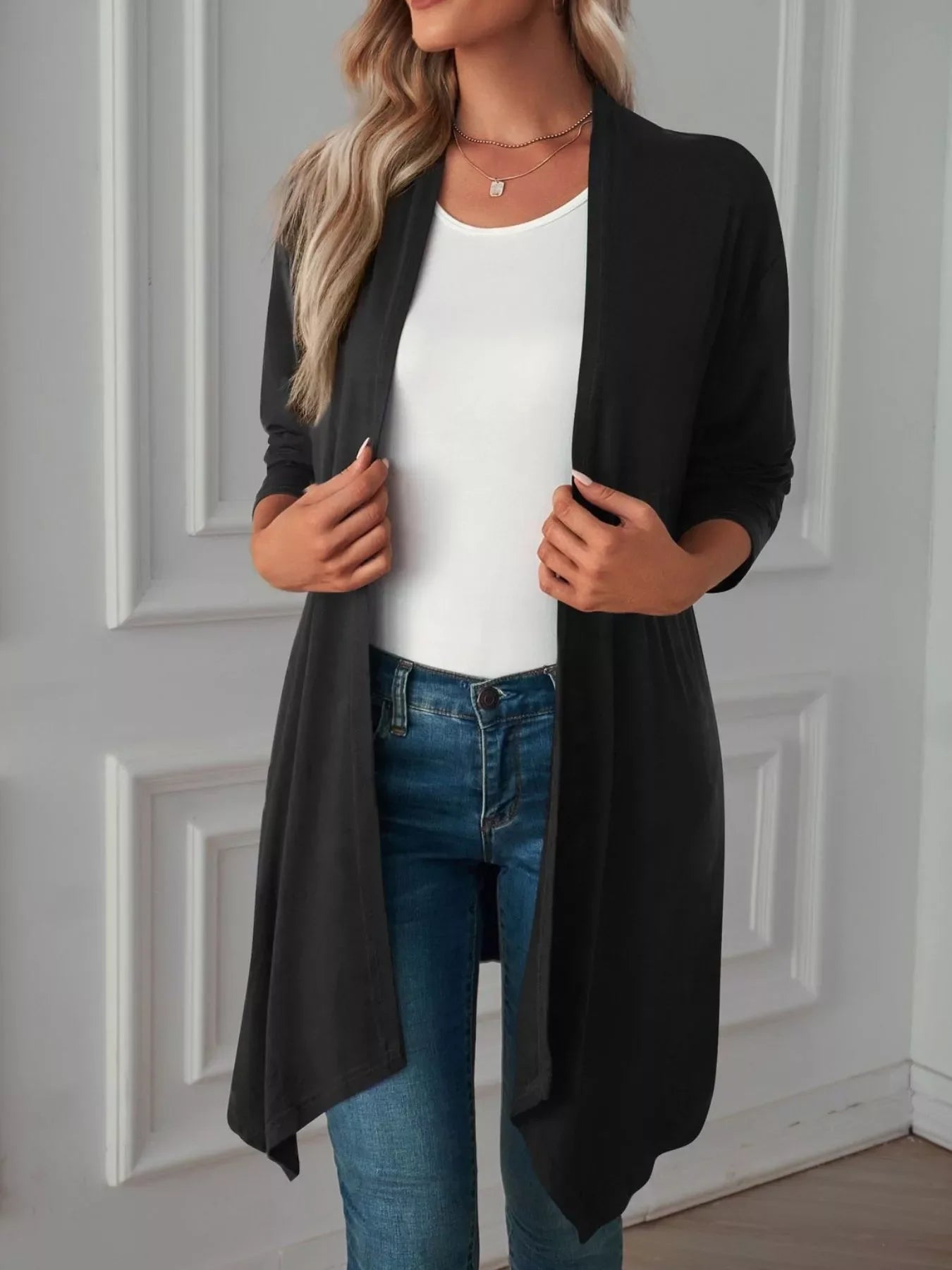 Lightweight Open Front Cardigan