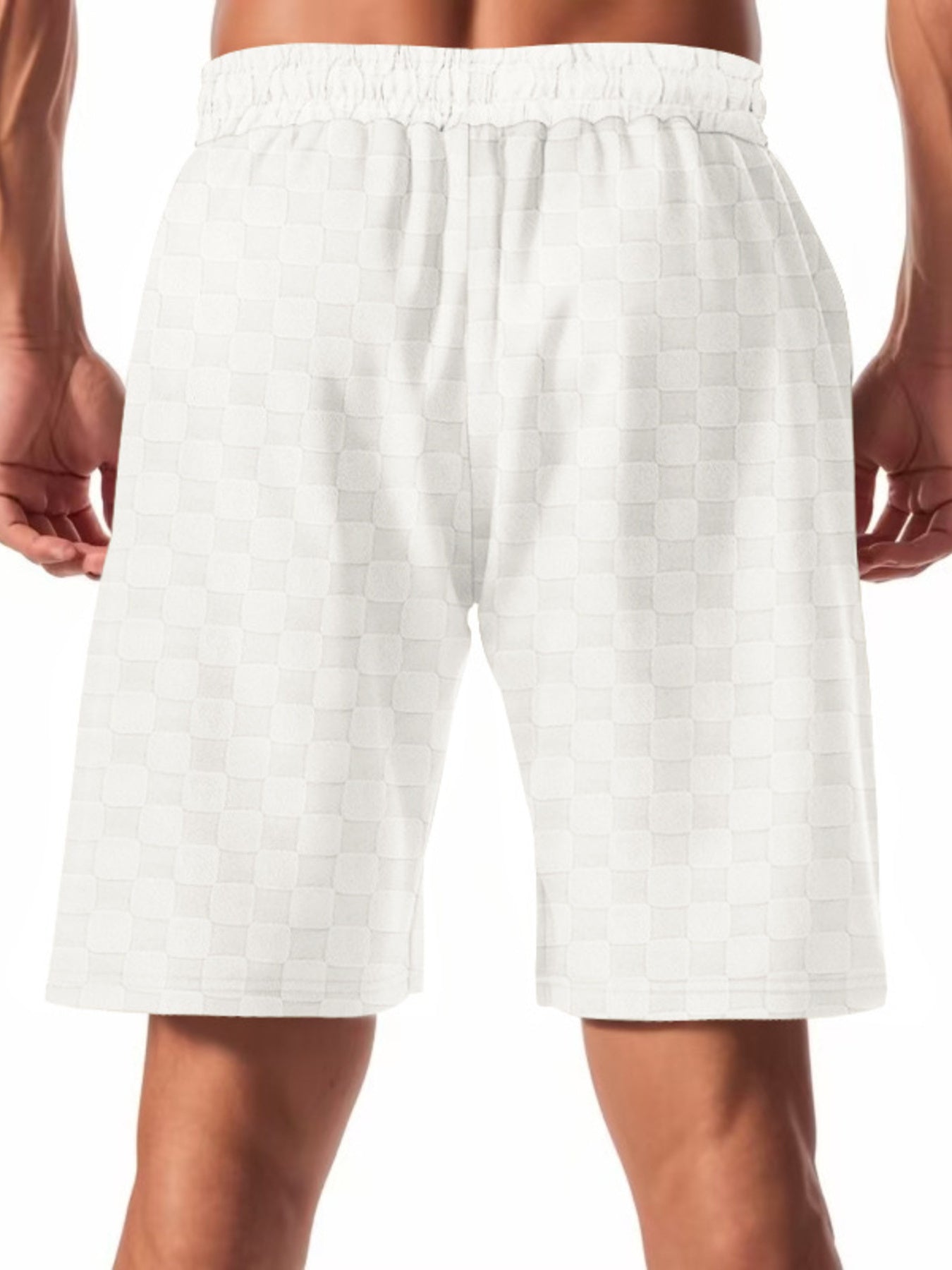 Men's Full Size Checkered Casual Drawstring Shorts Plus Size