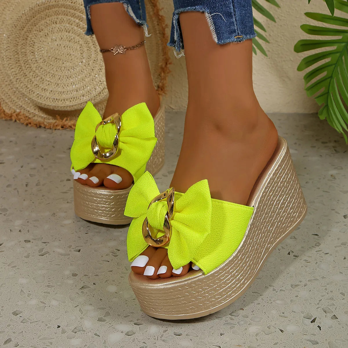 Bow Open Toe Platform Sandals