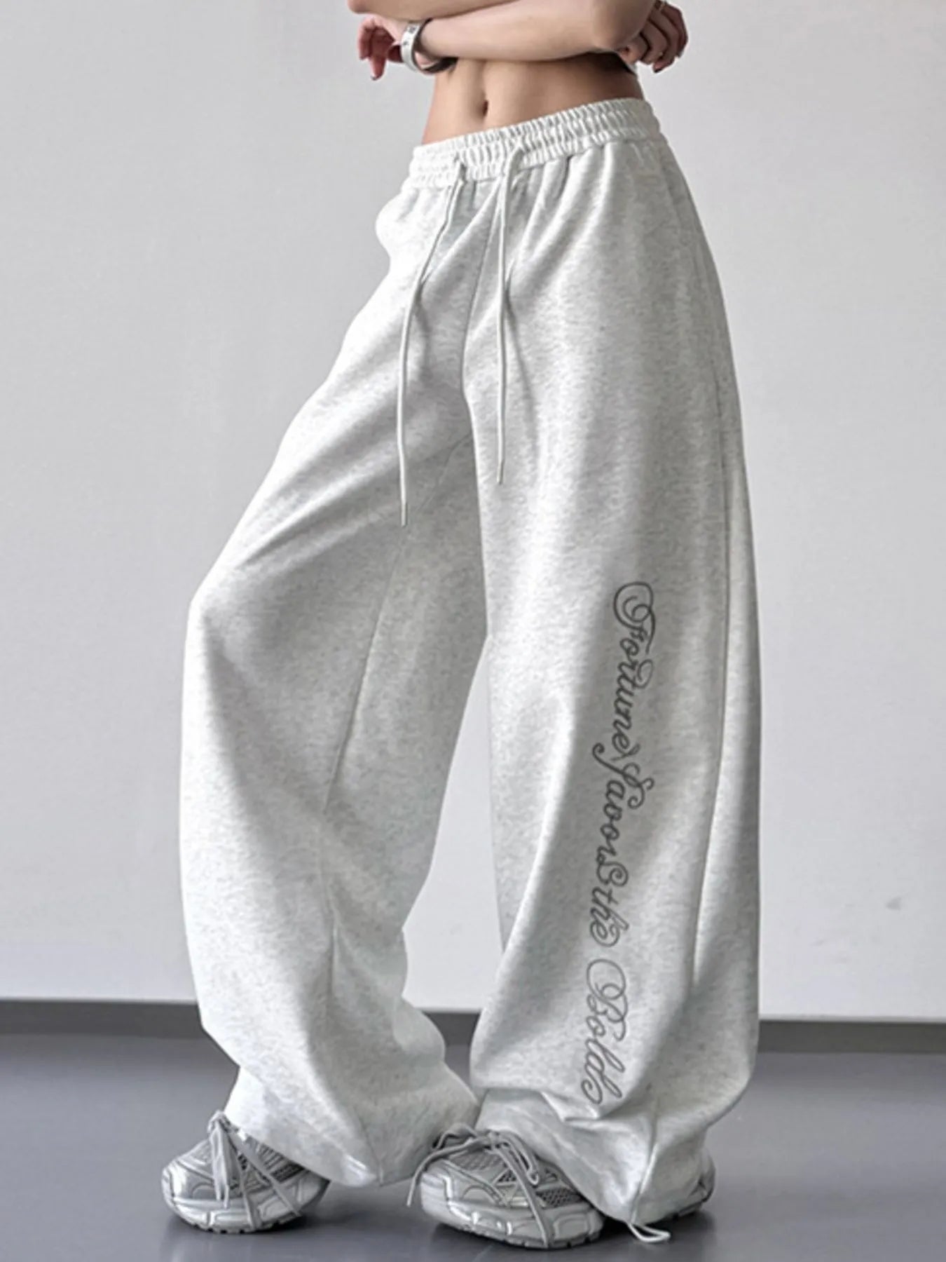 Loose Fit Drawstring Wide Leg Pants