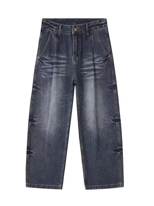 Men's Full Size Vintage Wash Wide Leg Jeans Plus Size