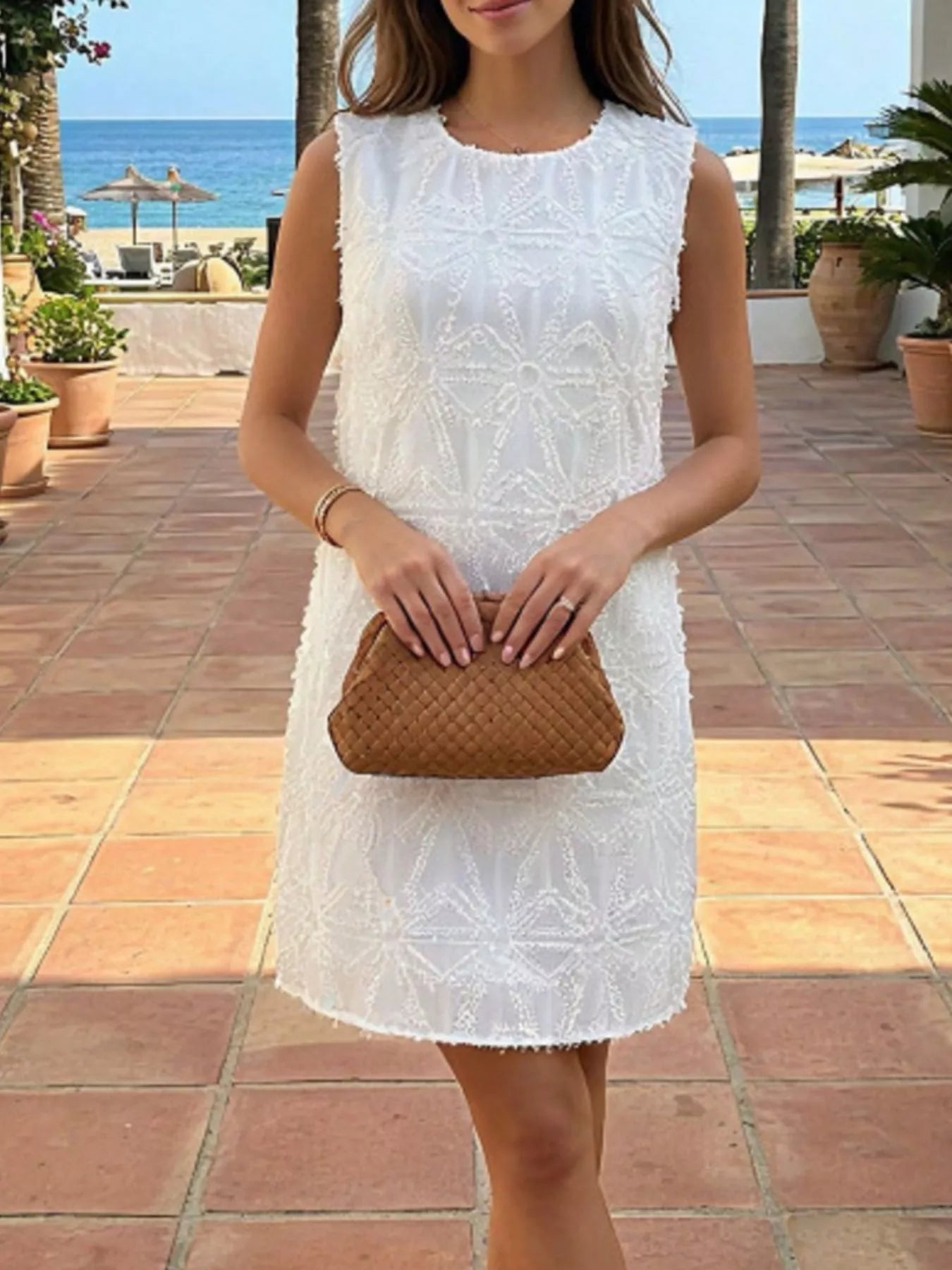 Textured Sleeveless Mini Dress