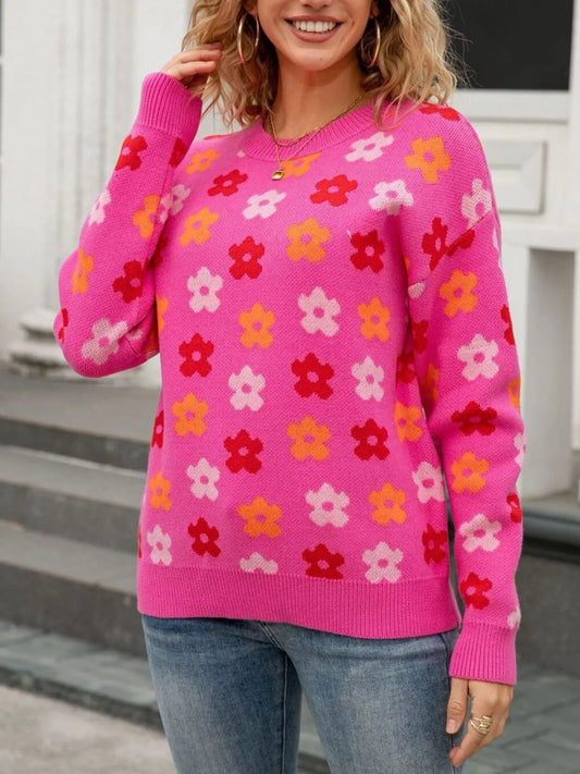 Floral Crew Neck Sweater
