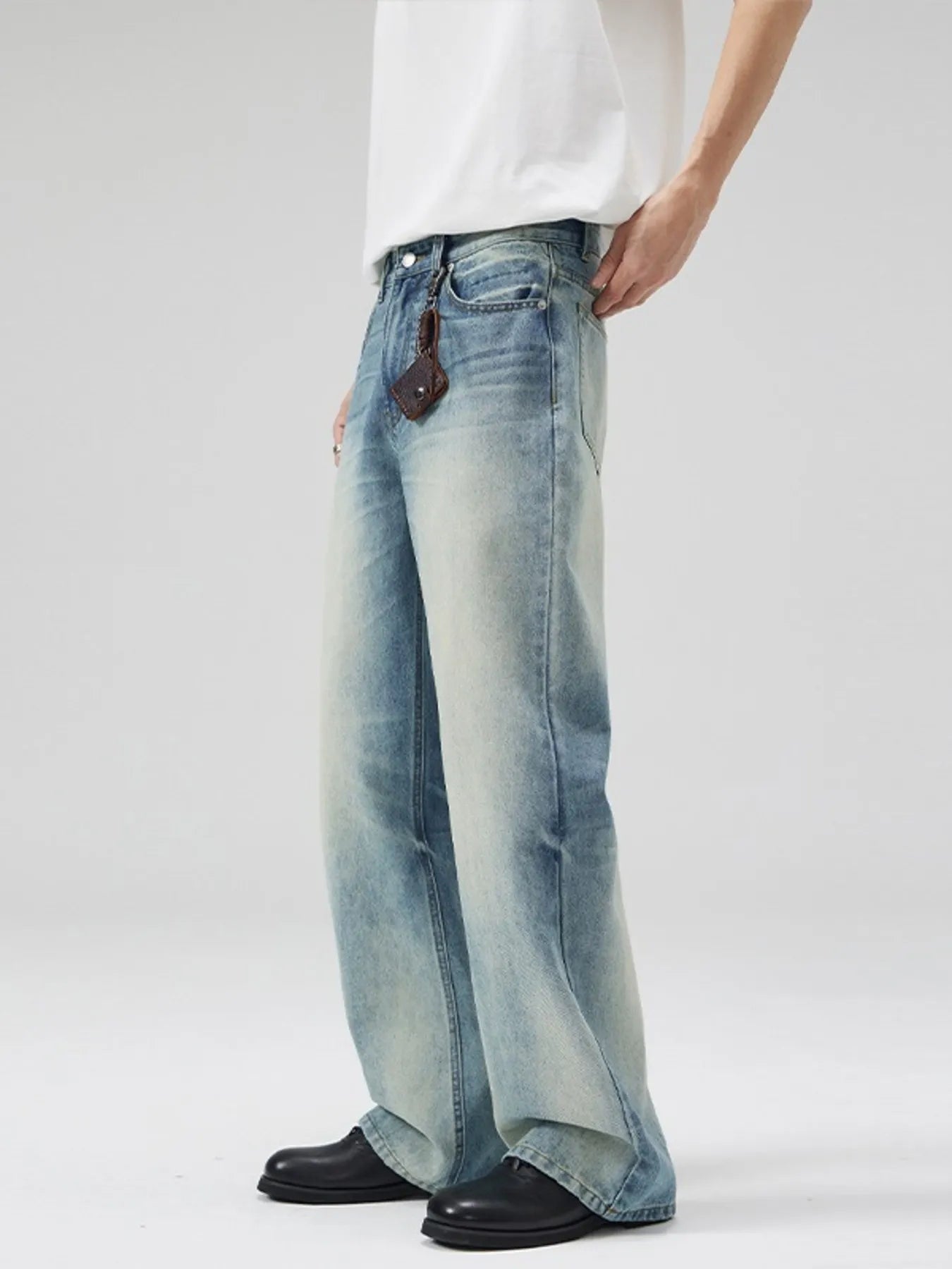 Men's Full Size Vintage Wash Flare Jeans Plus Size