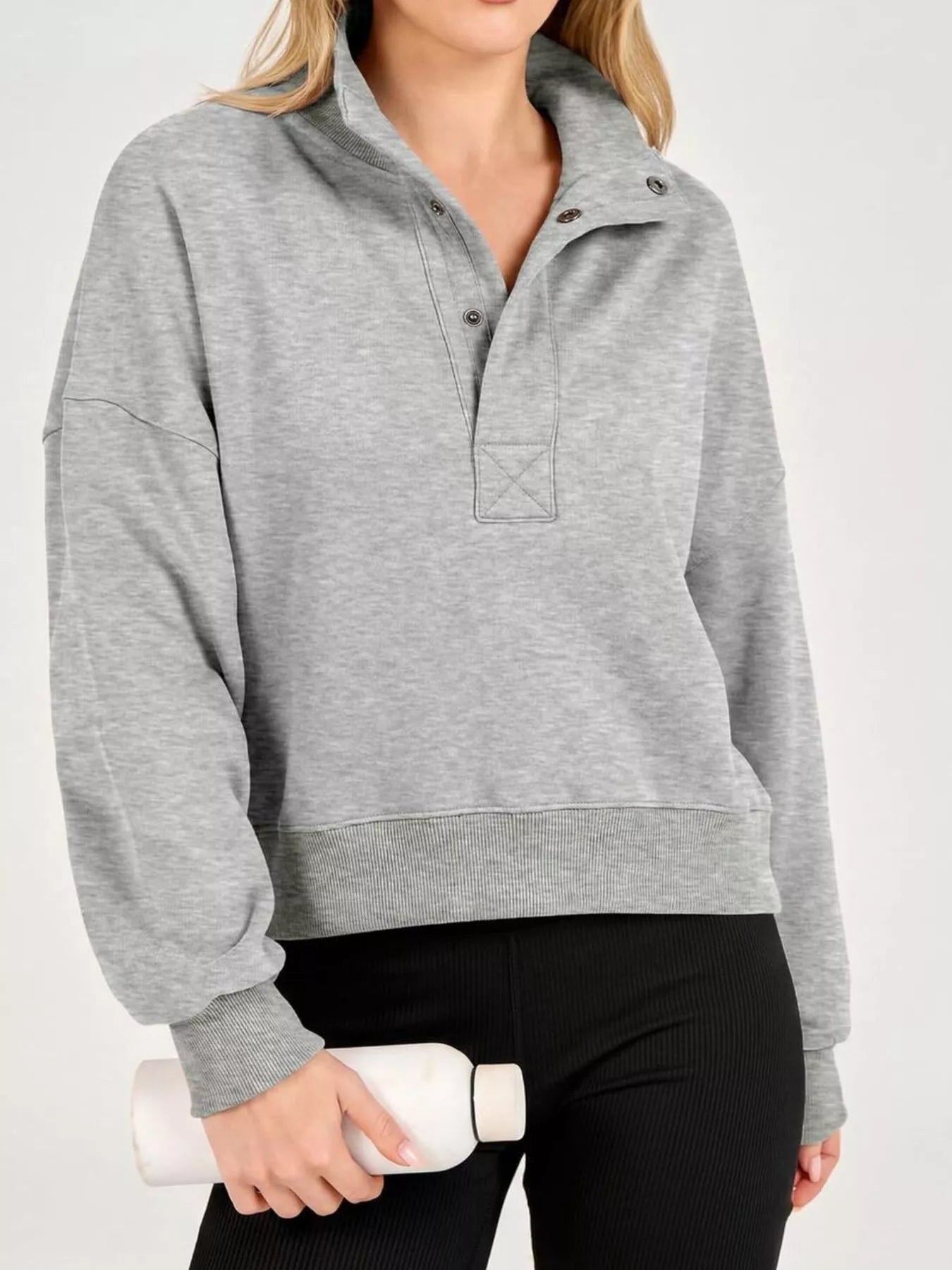 Half Snap Dropped Shoulder Sweatshirt