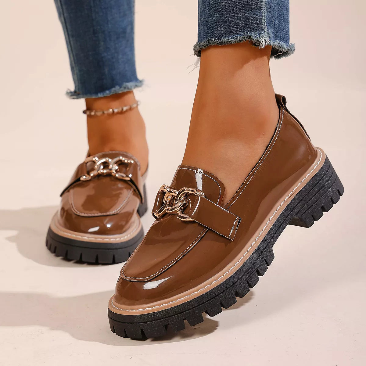 Chain Decor Chunky Loafers