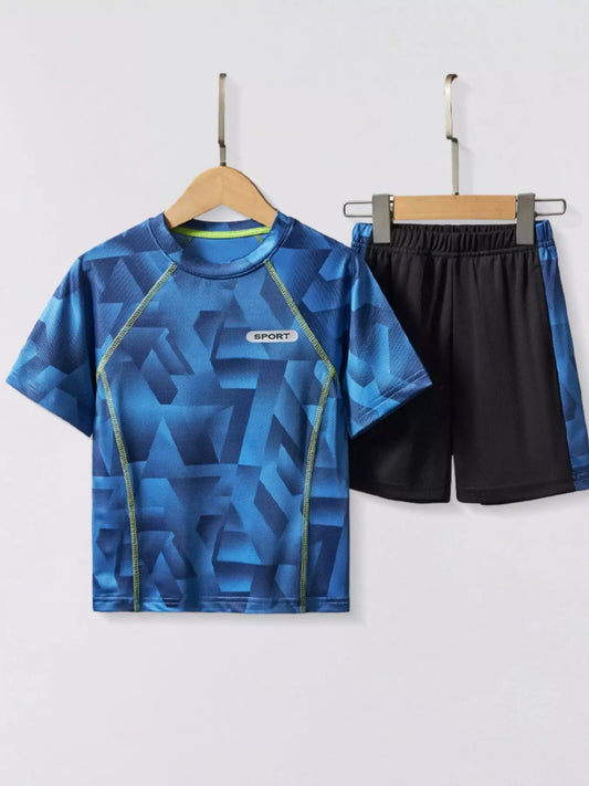 Children's Geometric Print Quick Dry Sport Set