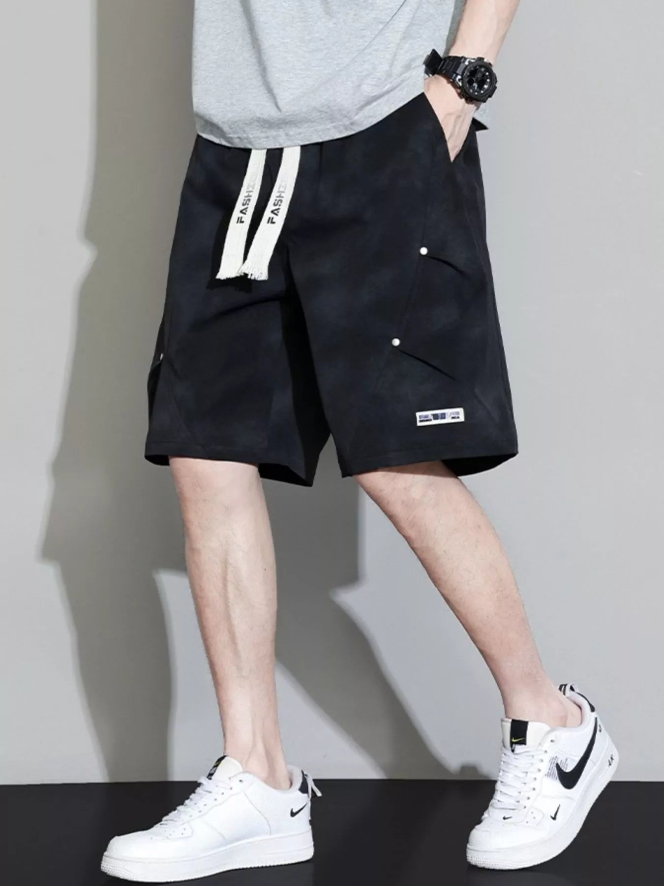 Men's Plus Size Casual Drawstring Cargo Shorts