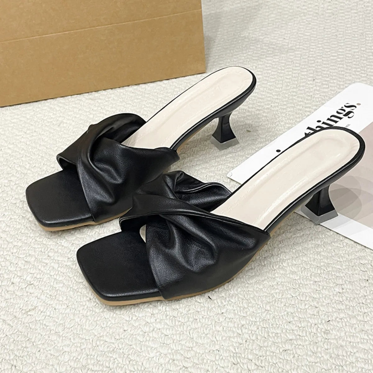 Open Toe Twisted Slide Sandals