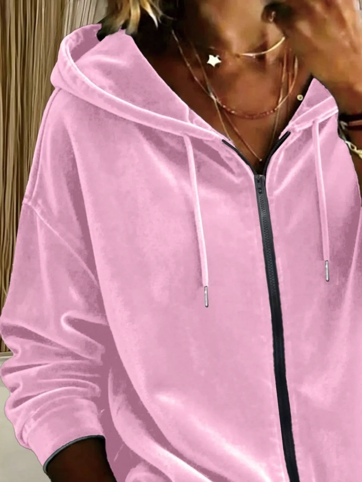 Full Size Velvet Zip-Up Hoodie Plus Size