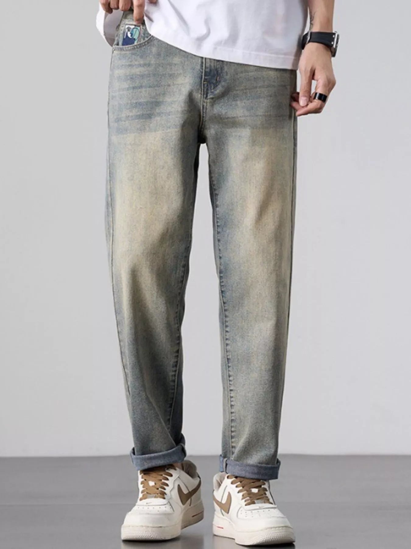 Men's Wash Straight Leg Jeans