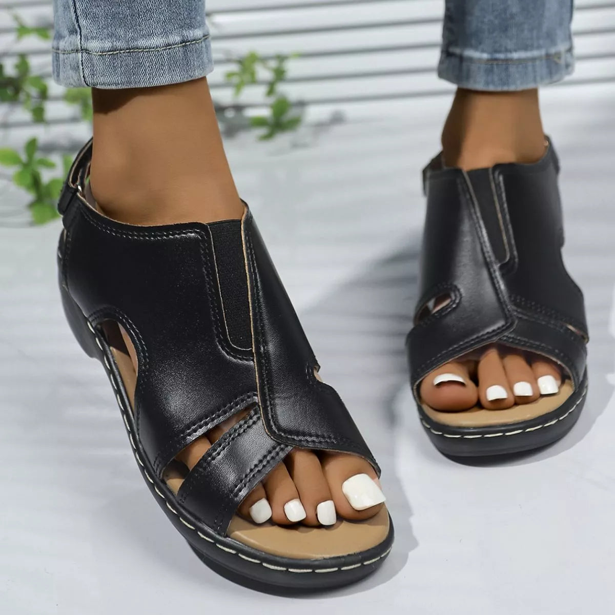 Peep Toe Wedge Sandals