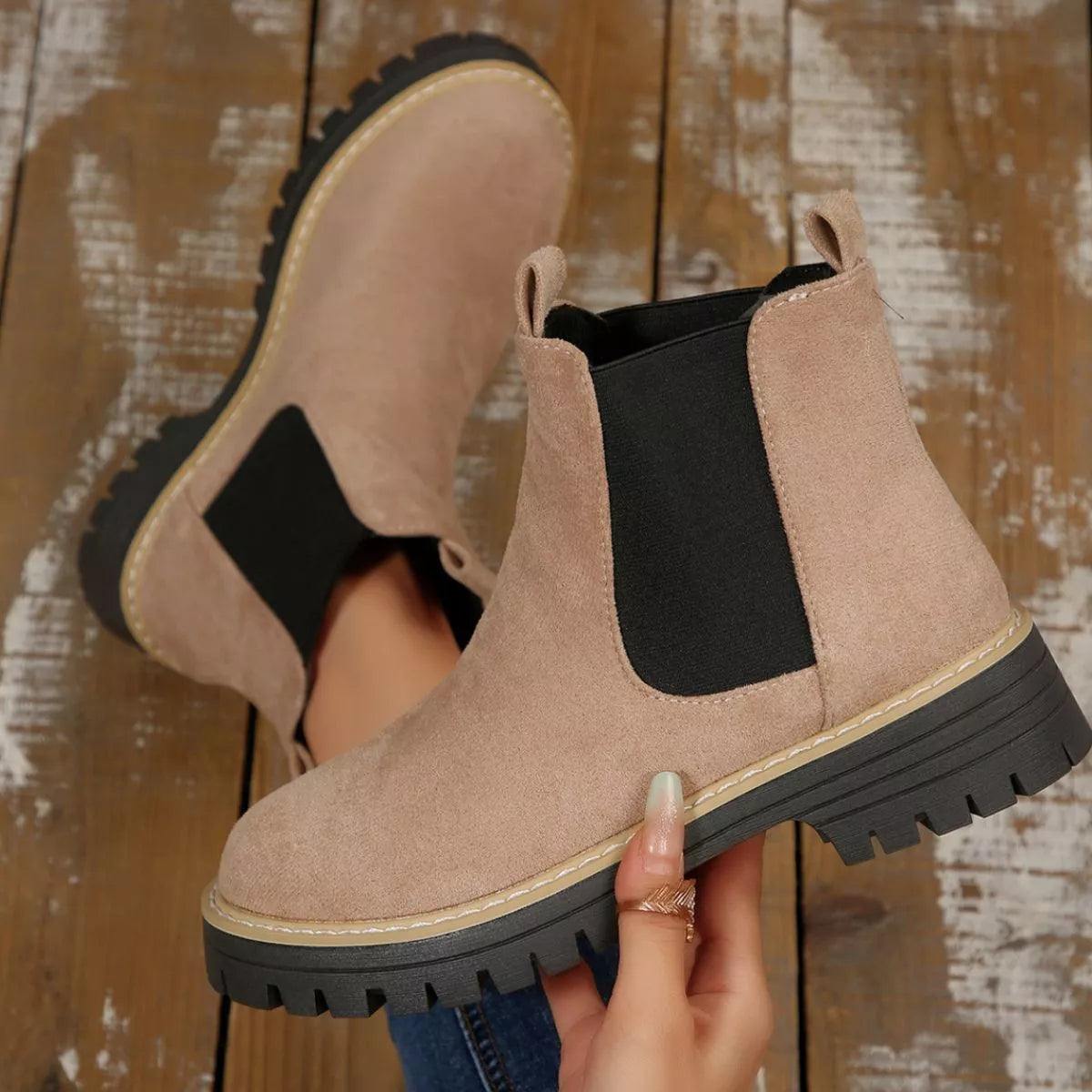 Round Toe Block Heels Boots