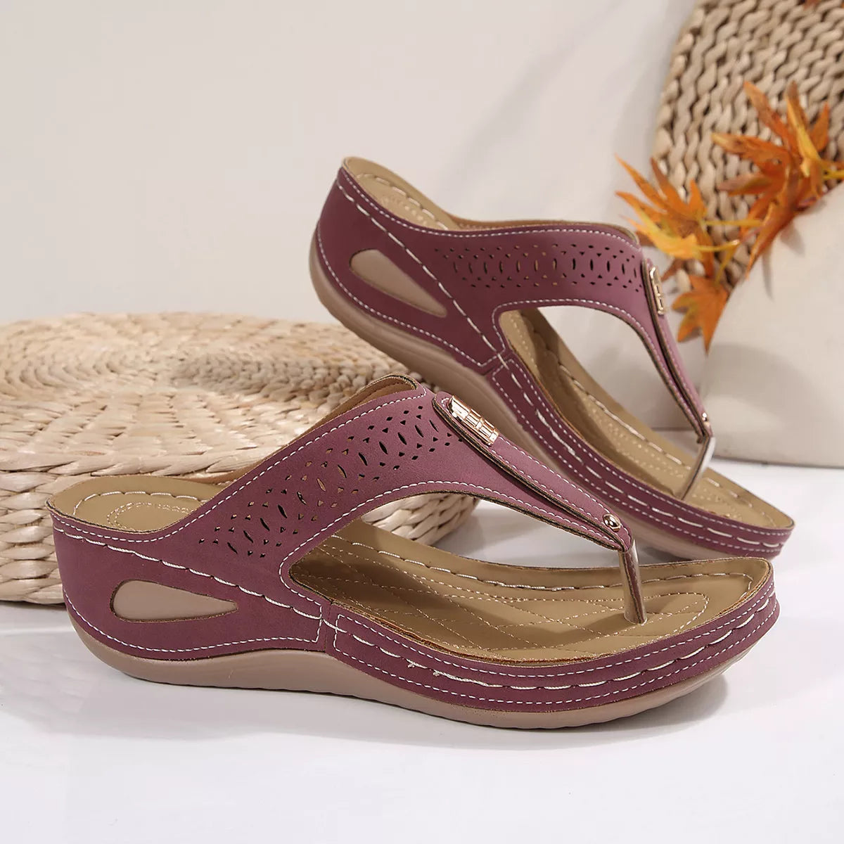 Toe Post Wedge Sandals