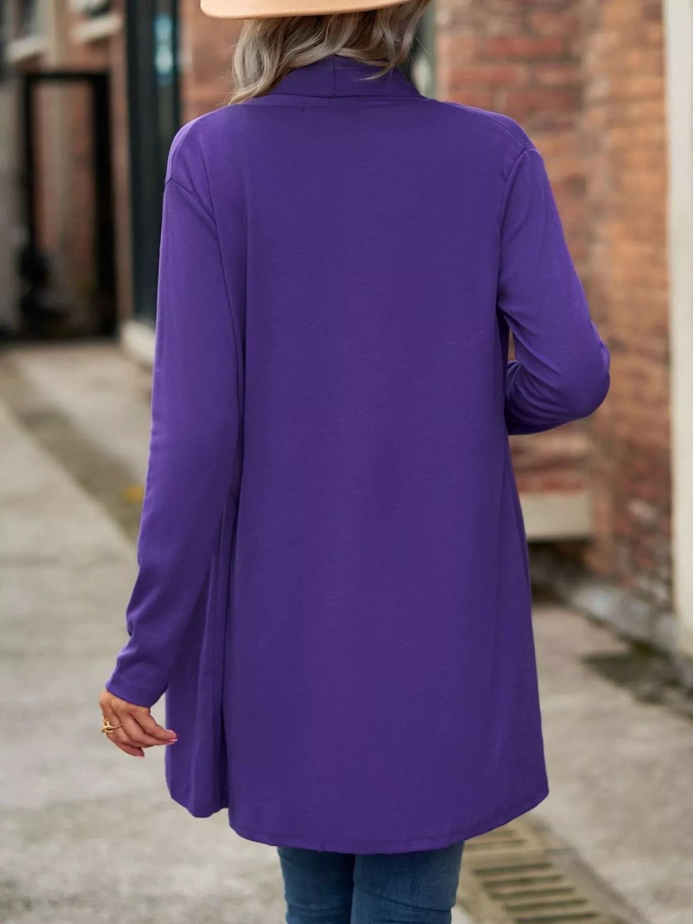Open-Front Dropped Shoulder Cardigan