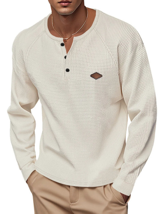 Men's Full Size Button Detail Long Sleeve T-Shirt Plus Size