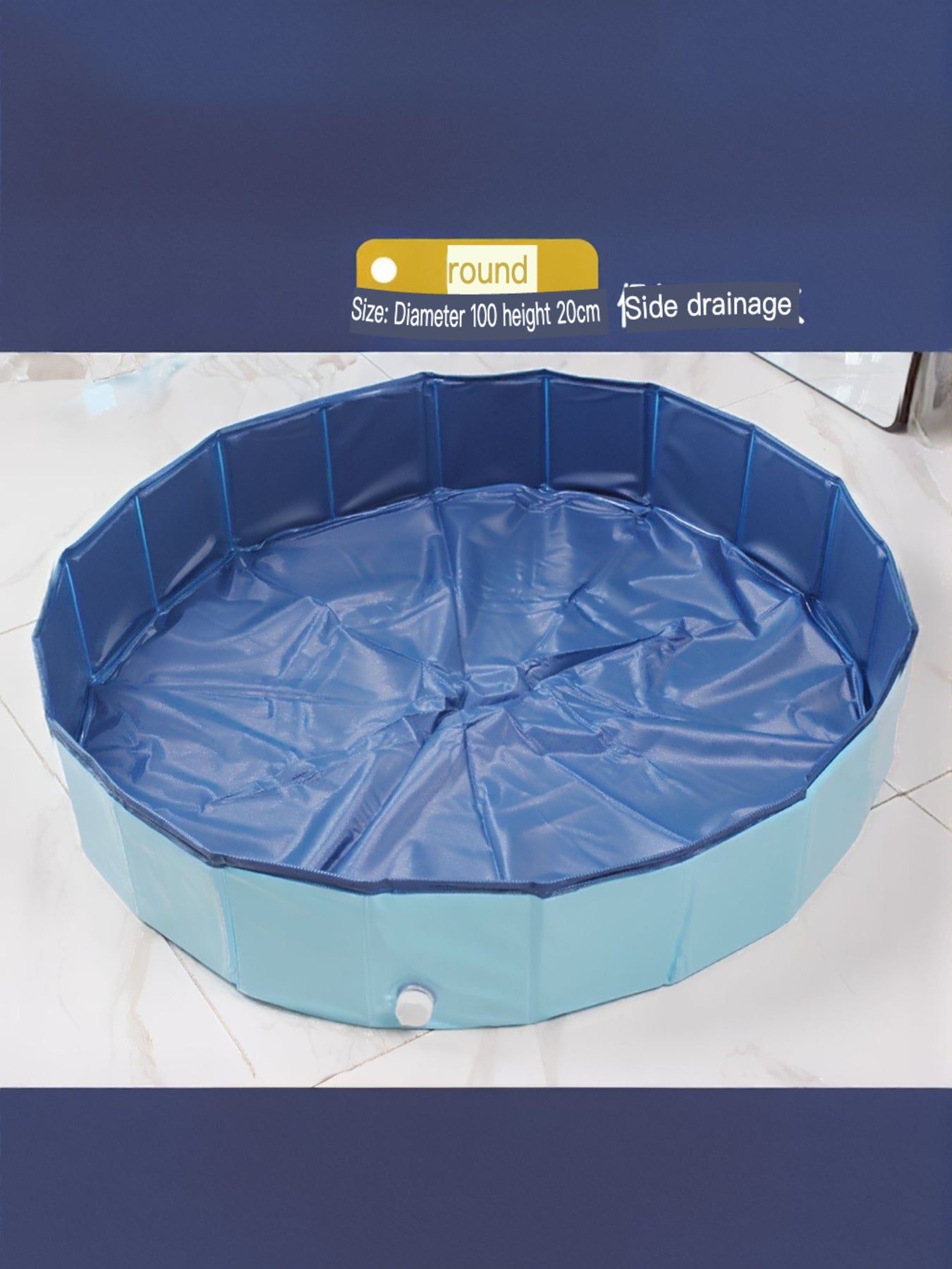 Foldable Pet Bath Pool with Side Drain