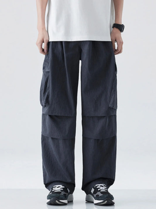 Men's Drawstring Wide Leg Cargo Pants