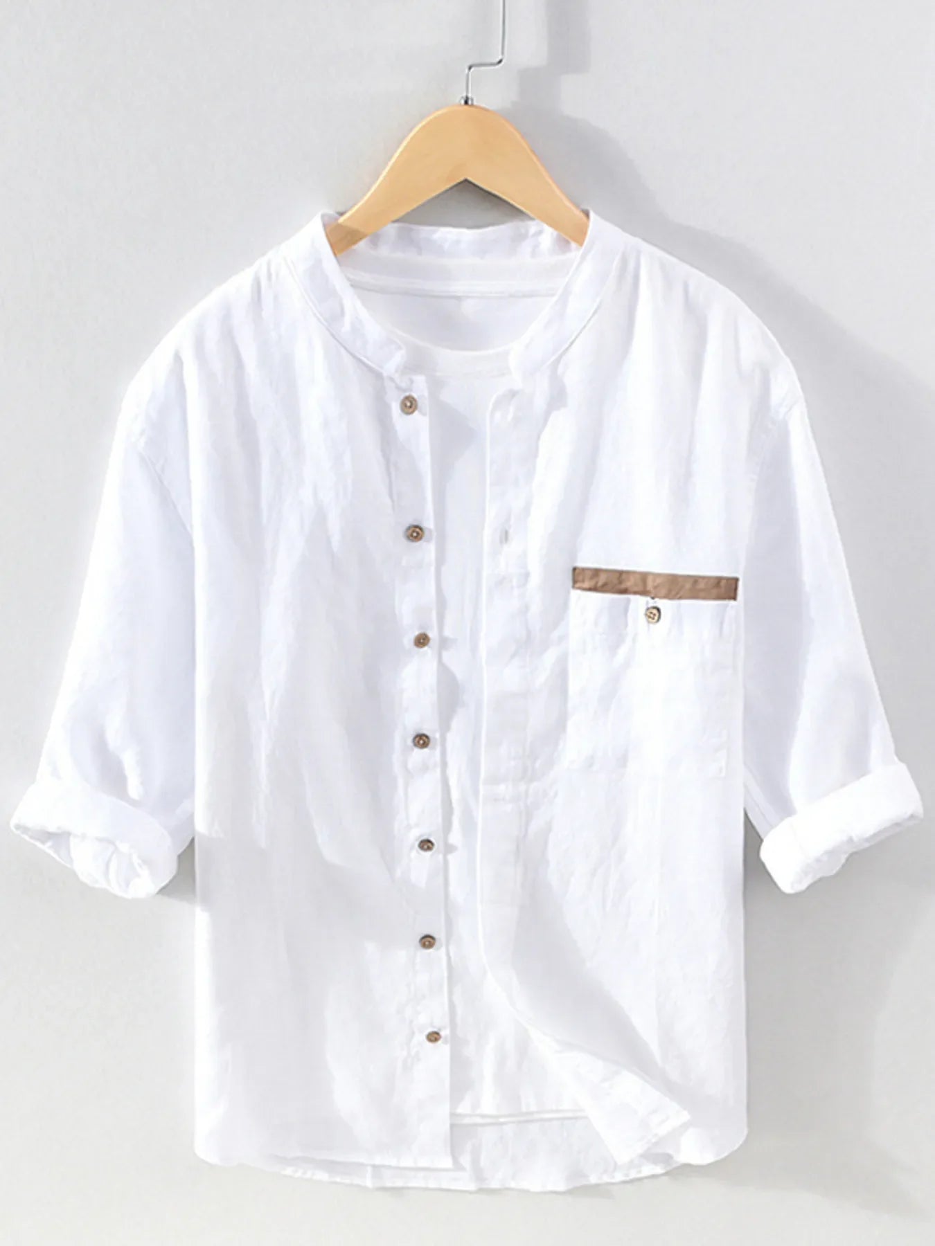Men's Plus Size Button Up 3/4 Sleeve Shirt
