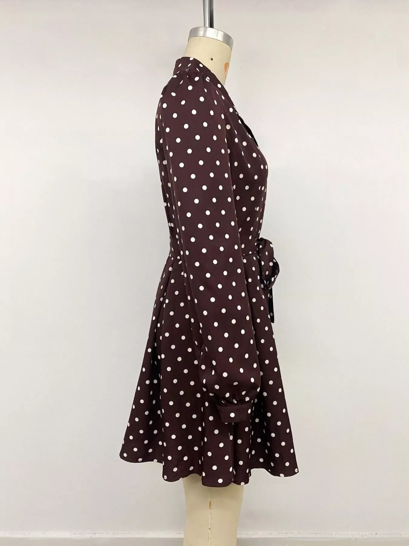 Polka Dot Long Sleeve Shirt Dress