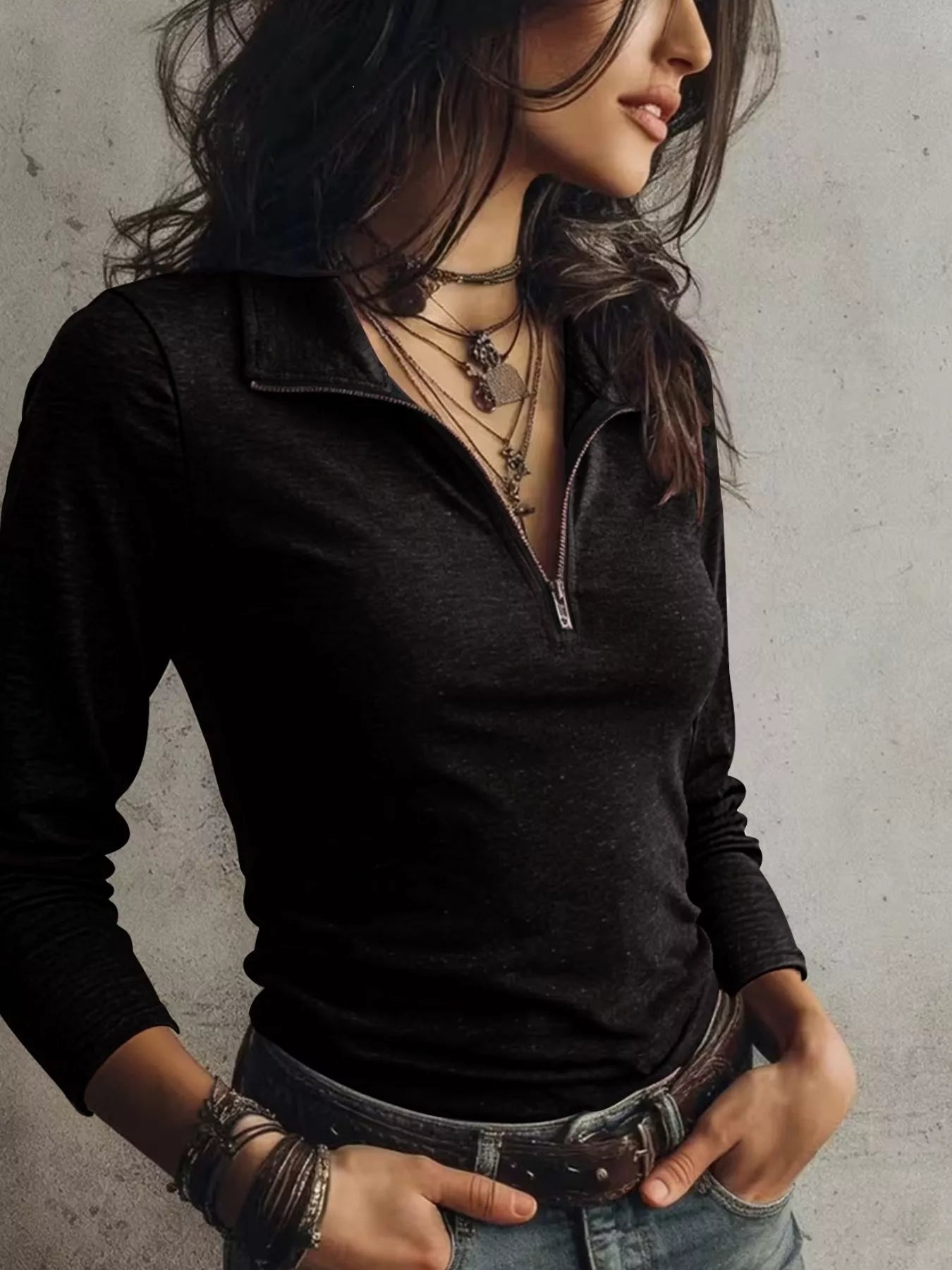 Slim Fit Long Sleeve Quarter-Zip T-Shirt