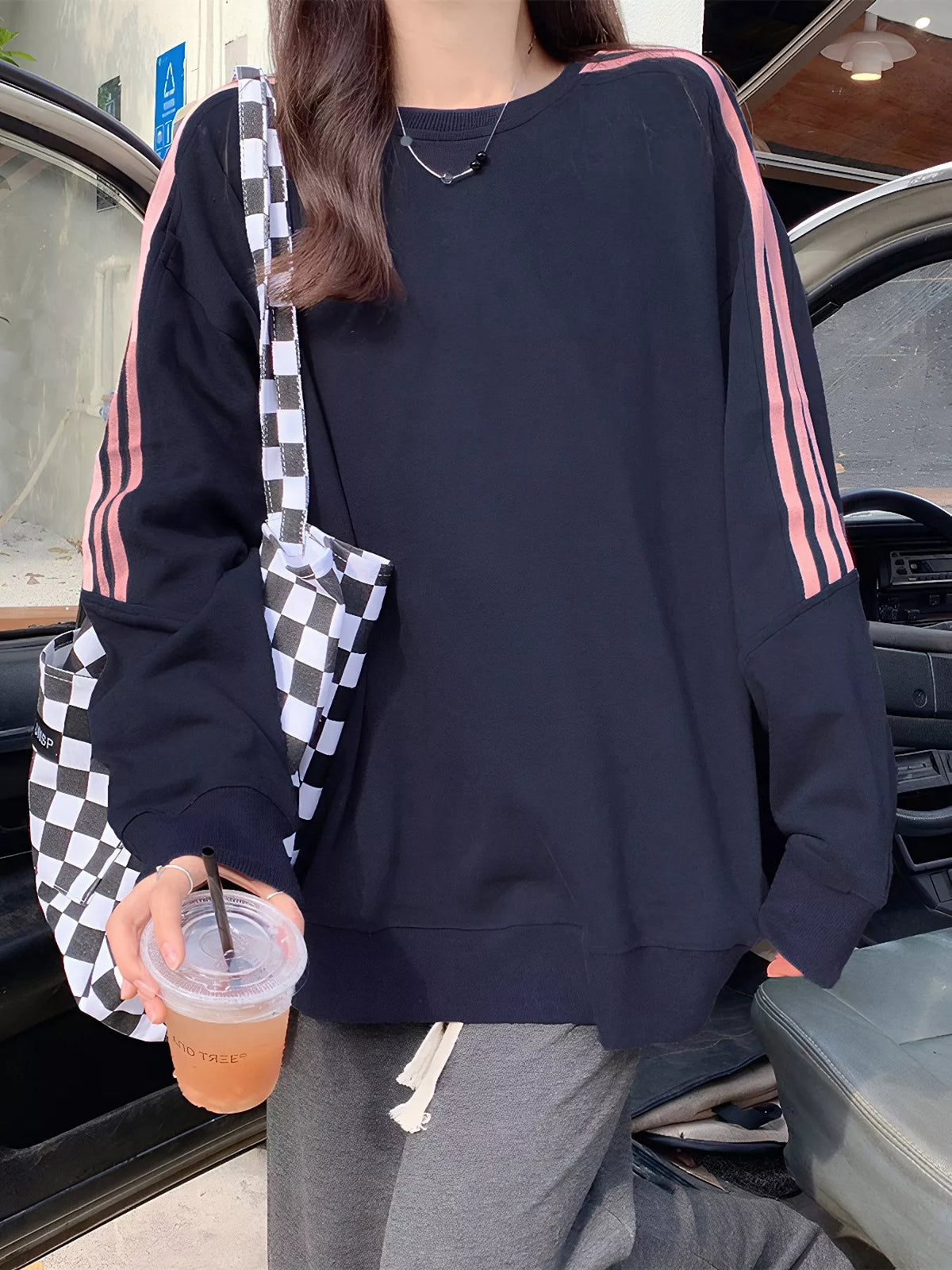Striped Round Neck Sweatshirt