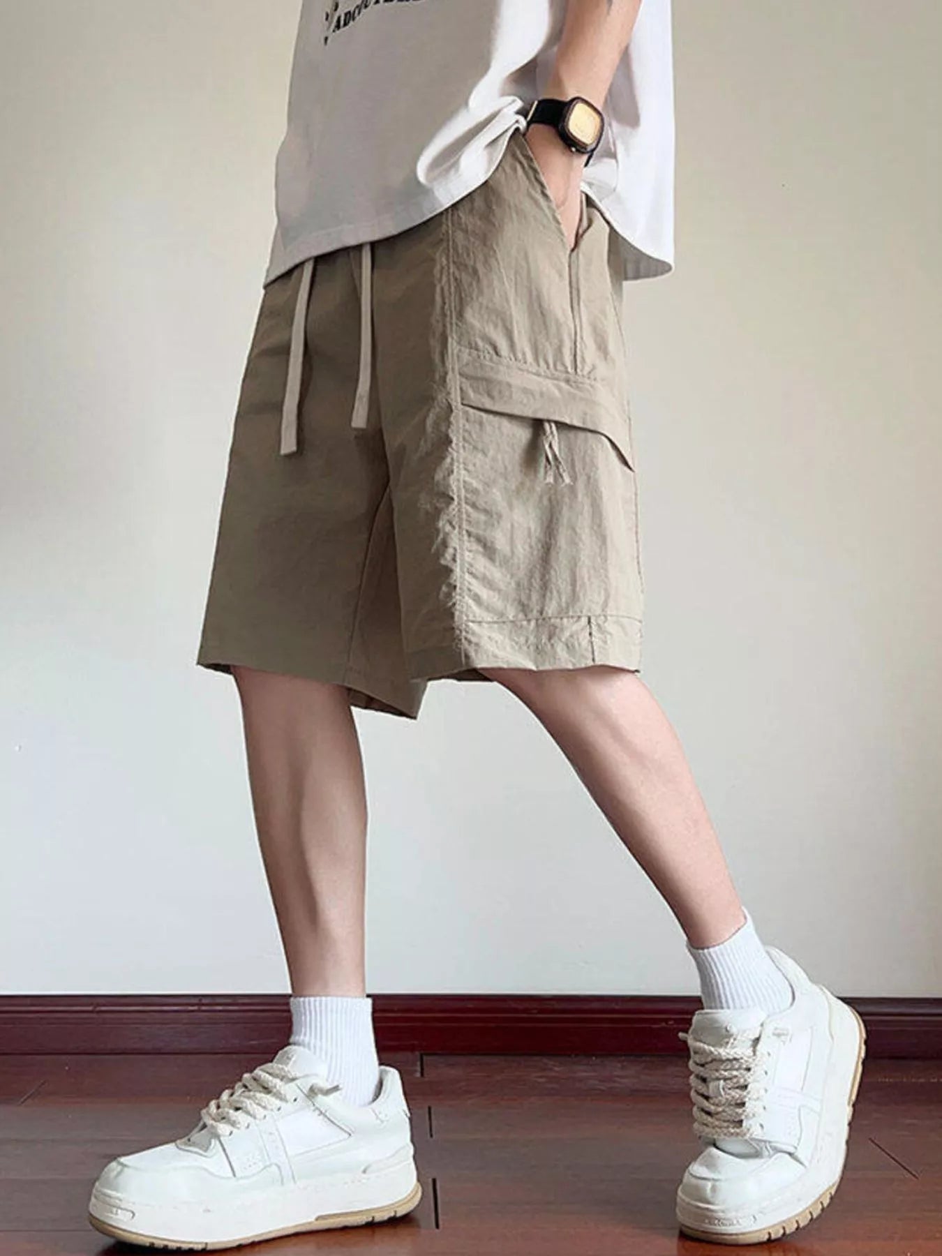 Men's Plus Size Cargo Shorts with Drawstring