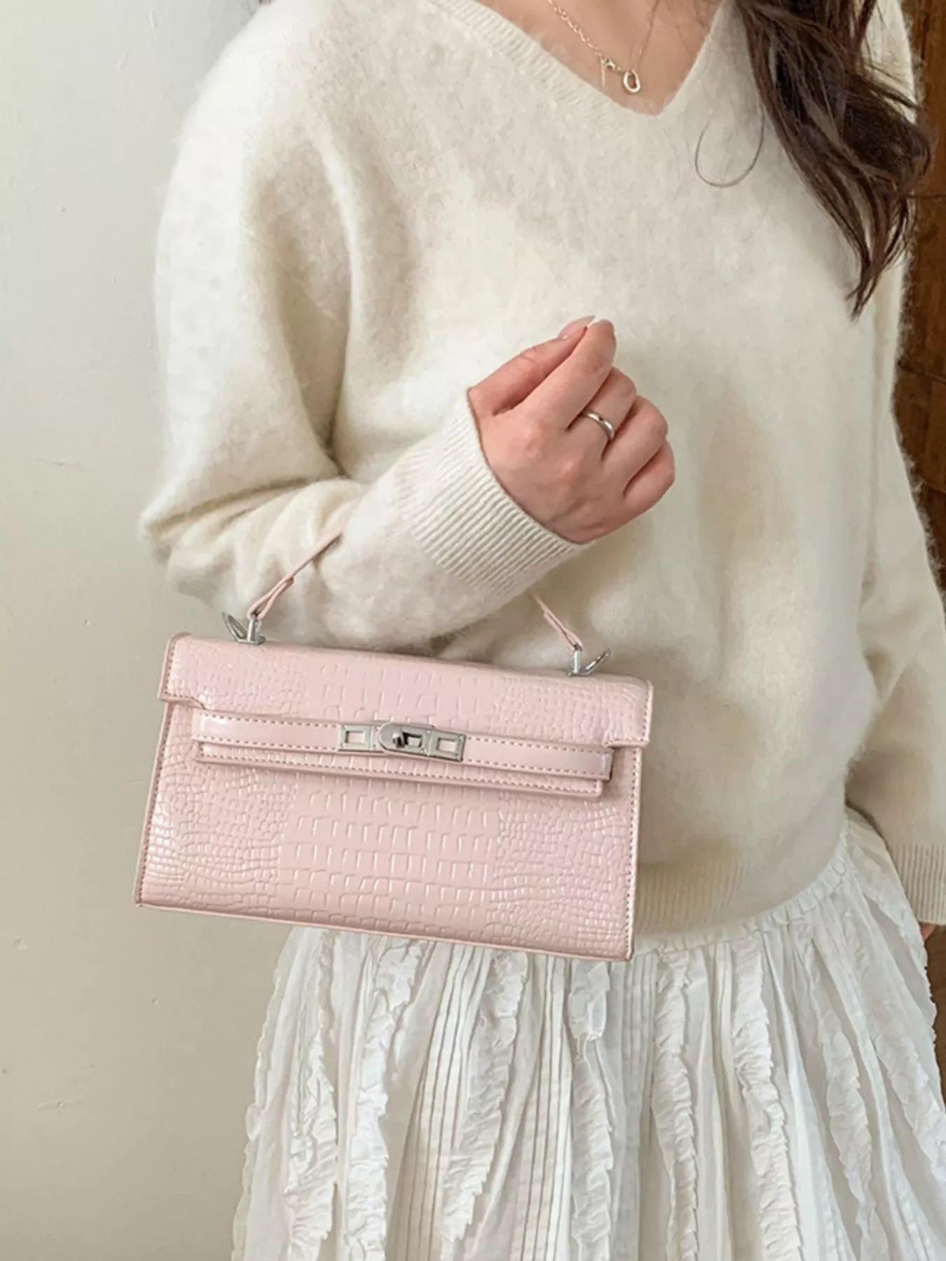 Croc-Embossed Leather Crossbody Bag